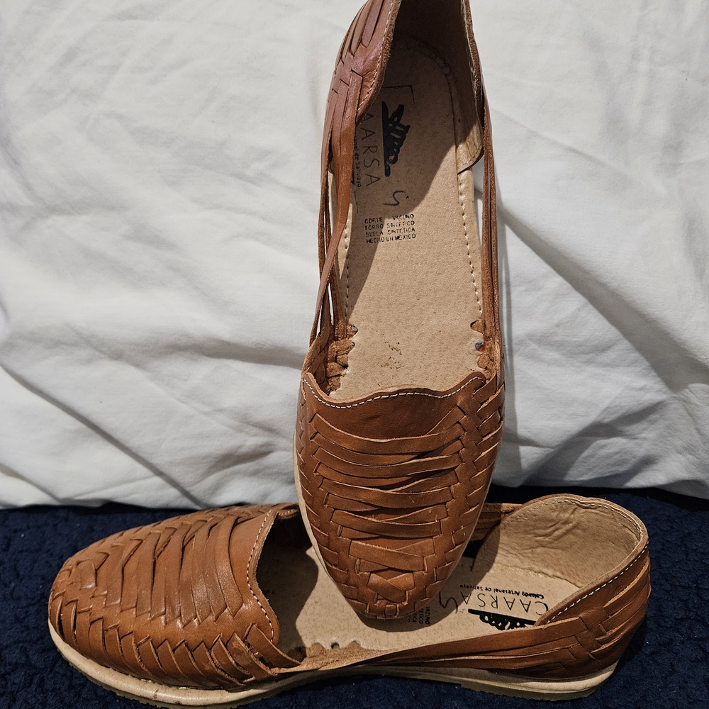 Brown Leather Huarache Sandals